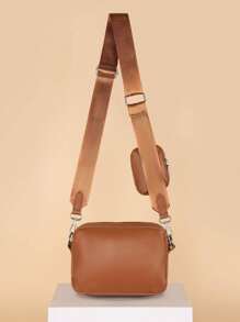 New Fashion PU Simple Solid Color Anti Splashing Front Zipper Patch Bag Shoulder Crossbody Bag With Coin Purse Sling Bag Shoulder Bag Side Bag Square Bag For Holiday Travel Essentials Commute Sling Bag For Man Bag Cross Body Bag Side Bag Students School Supplies Fall Messenger Bag For Man Cylinder Bag Old Money Halloween Christmas Gifts For Men Scream Men Bag For Men Winter Zipper Bag Fashionable Casual Thanksgiving Storage Bag Tote Bag Bum Bag Belt Bag Rider Bag Fanny Pack Beach Bag Gym Bag With Mini Coin Purse Mini Box Crossbody Bag Cool Street Men Gifts - Brown - View 6