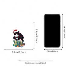 1入3mm厚度白色亞克力材質雙面印刷可愛黑貓聖誕樹吊飾,車用飾品,農舍客廳臥室戶外節日裝飾聖誕