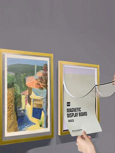 1pc Magnetic Display Frame Wall Mounted/adhesive/mounted Without Nails, For Certificate, Award, Poster, Photo Protection, Magnetic Photo Frame