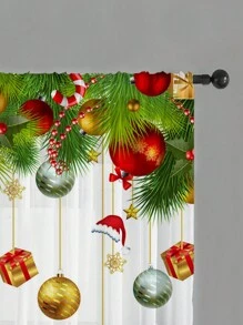 1pc Christmas Decoration Set - Red Balloons, Santa Hat And Tulle Curtain - Multicolor - View 5