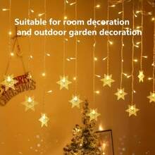 1pc, LED snowflake curtain lamp, 96LED USB powered Christmas Festival lights, 8-mode, for parties, bedroom decoration, kitchen window atmosphere light string