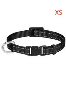 Reflective Adjustable Dog Collar, Nylon Buckle, Classic Multicolor & Multisize, Suitable For Puppies, Small, Medium And Large Dogs - Black - View 2
