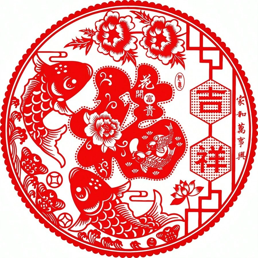 20入組自粘式春節紙雕「福」字窗貼,適用於家居裝飾新年佈置 - 紅色 - 查看 1