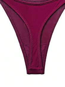 Rose-Red Ring Buckle Sexy Thong Panty - Hot Pink - View 4