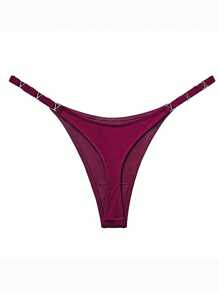 Rose-Red Ring Buckle Sexy Thong Panty - Hot Pink - View 2