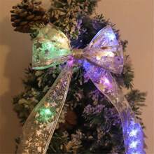 1入組5 公分寬聖誕絲帶蝴蝶結LED 燈串，5m/196.85 英寸50入組LED 燈，電池供電銅線仙女燈，蝴蝶結裝飾，花園/家居/客廳/牆壁/露營/派對/生日/聖誕節裝飾，完美禮物 - 彩色 - 查看 4