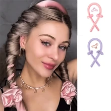 4件套黑色卷发神器无需加热懒人睡眠橡胶海绵波浪免烫卷发器发型设计工具 - 粉色 - 查看 2