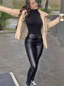 Pantalon de vinipiel - Negro - Ver 3