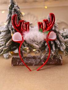 聖誕裝飾用品,鹿角&鈴鐺&羽毛圖案髮箍髮飾,派對禮物髮夾裝扮,新年假期馴鹿鹿角適合女士,小鹿耳朵髮箍節日派對裝飾用品頭飾,角色扮演DIY頭髮裝飾物 - 彩色 - 查看 3