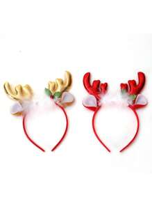 聖誕裝飾用品,鹿角&鈴鐺&羽毛圖案髮箍髮飾,派對禮物髮夾裝扮,新年假期馴鹿鹿角適合女士,小鹿耳朵髮箍節日派對裝飾用品頭飾,角色扮演DIY頭髮裝飾物 - 彩色 - 查看 1