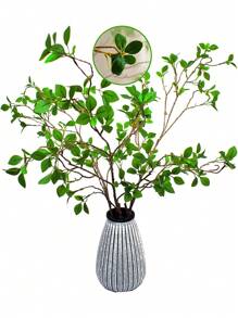 1 Miếng Nhân tạo Cành Cây Với Lá Và Gốc , 43.3 Inch ( Khoảng 110CM ) In Chiều dài , Đối với Nhà  , Sân vườn , Văn phòng Và Cửa hàng Đồ trang trí , Có thể uốn cong Với Chất làm đầy Đối với Cái bình hoa - màu xanh lá - Xem 2