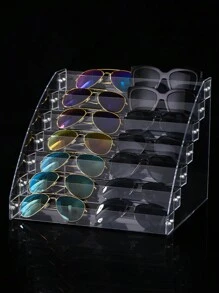 1pc Transparent Simple Stair-Shaped Glasses Storage Rack Suitable For Male And Female Sunglasses Sunscreen Glasses Etc. 2-7 Layers Optional Large Capacity Glasses Display Stand - Clear - View 1
