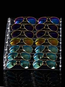 1pc Transparent Simple Stair-Shaped Glasses Storage Rack Suitable For Male And Female Sunglasses Sunscreen Glasses Etc. 2-7 Layers Optional Large Capacity Glasses Display Stand - Clear - View 8