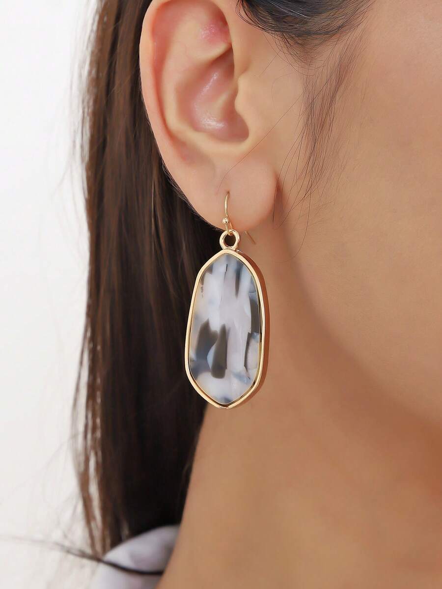 1對女性用鋅合金海螺和樹脂吊墜耳環,適用於沙灘派對禮物 - 彩色 - 查看 1