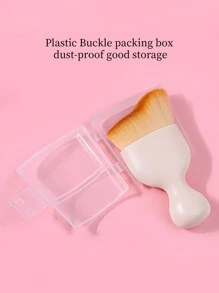 1支白色美甲清洁刷 美甲粉尘去除刷 弧形硅胶手柄 短弯刷 指甲清洁刷 - 白色 - 查看 2