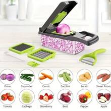 12/16 Peças/conjunto, Cortador De Legumes, Fatiador Multifuncional De Frutas, Ralador De Alimentos Com Alça, Cortador De Legumes, Cortador Com Recipiente, Picador De Cebola Com Múltiplas Lâminas Interchangeáveis, Ralador De Batata Doméstico, Utensílios De Cozinha, Gadgets De Cozinha