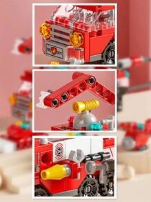 警車、工程車、消防車、戰車主題街市擺攤玩具、小顆粒拼砌積木 - 彩色 - 查看 3