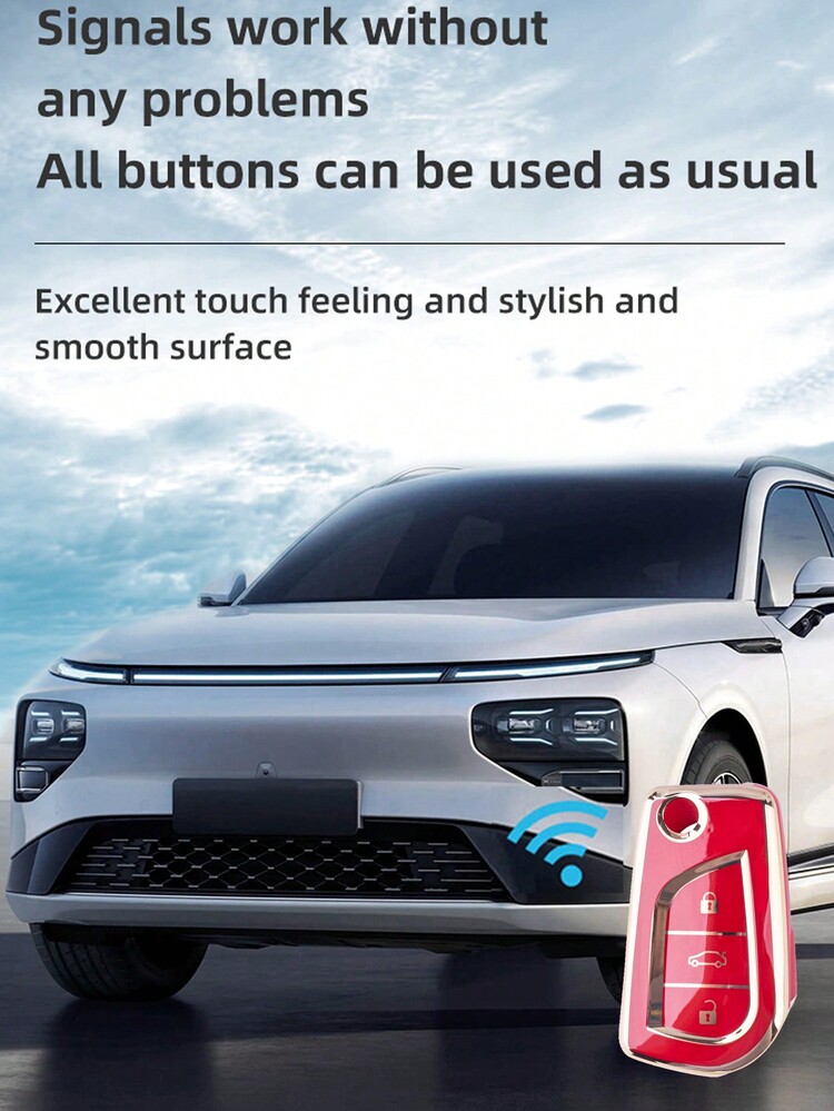 1pc Red Silicone Car Key Protective Cover, Drop Proof, Suitable For Toyota Rav4 Corolla Camry Highlander Tundra Fortuner - Red - View 4