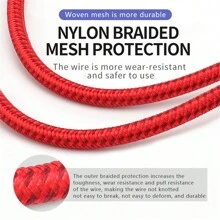 Micro USB充電線，6.6英尺超長PS4控制器充電線，耐用的安卓充電線，兼容三星Galaxy S7 Edge S6，Note 5，Note 4，Moto G5，安卓手機，Kindle Fire，尼龍編織網+PVC - 紅色 - 查看 9