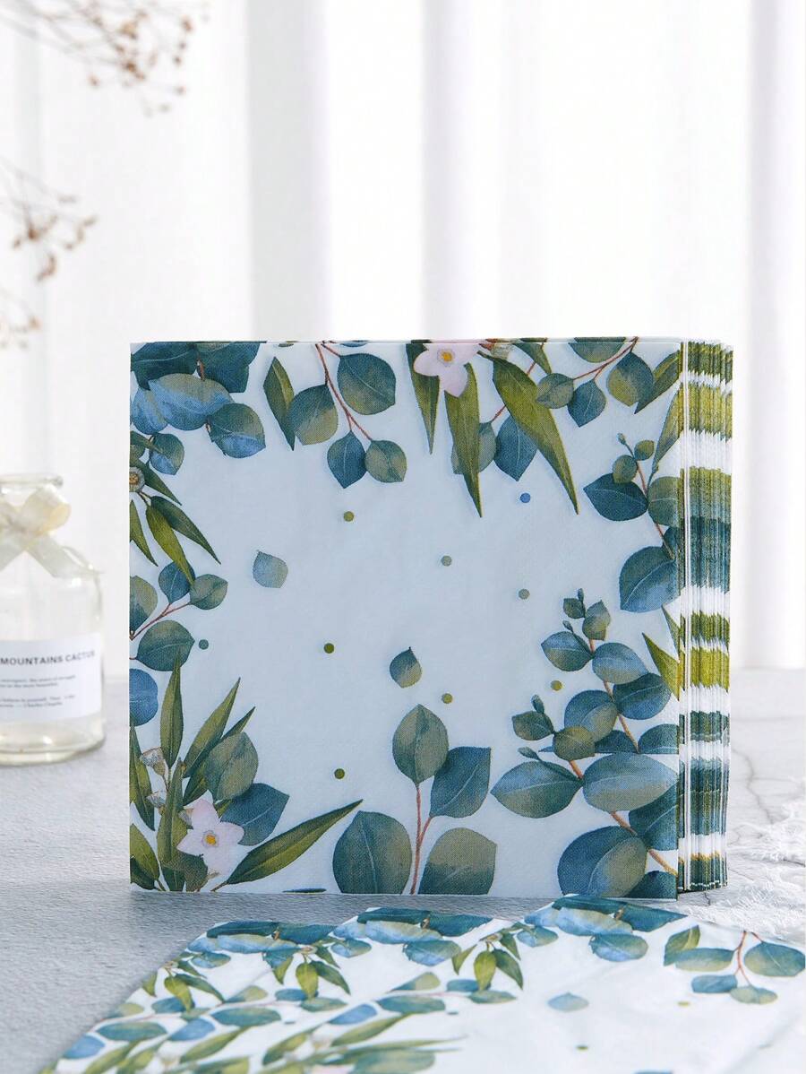25pcs Plant Print Disposable Napkin - Multicolor - View 1