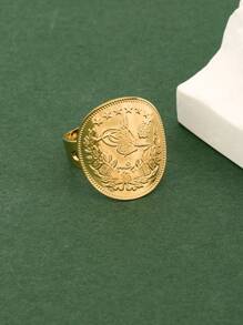 1入可愛且精緻的銅合金18k鍍金可調節戒指,適合女性日常佩戴 - 金黃色 - 查看 4