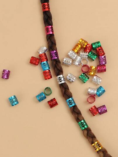 50 Uds. De Cuentas Croma Para Trenzas, Extensiones De Cabello Ajustables, Microanillos, Cuentas Para El Cabello, Clips Para Puños, Cuentas Para Rastas, A La