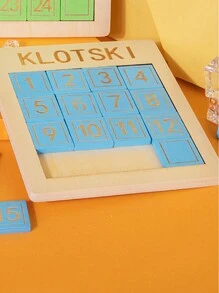 1 件木制数字华容道拼图桌面挑战游戏 - 藍色 - 查看 2