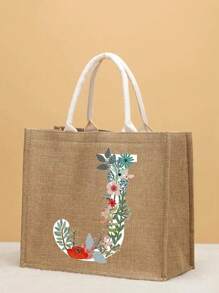 Túi Xách tay Nữ Lá thư Thực vật - Màu Khaki - Xem 1