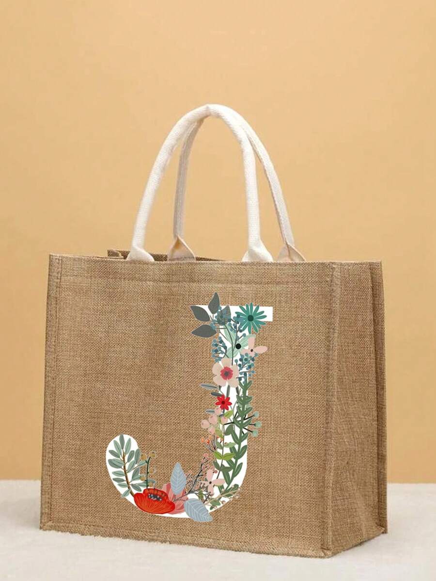 Túi Xách tay Nữ Lá thư Thực vật - Màu Khaki - Xem 1