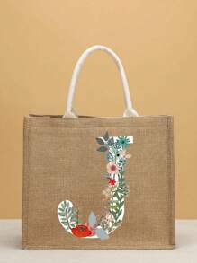 Túi Xách tay Nữ Lá thư Thực vật - Màu Khaki - Xem 3