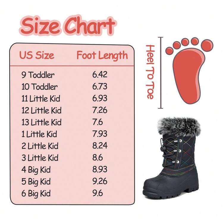 Boys & Girls Snow Boots Insulated Fur Lined Warm Anti-Slip Waterproof Winter Boot (Toddler/Little Kid/Big Kid) - 彩色 - 查看 7
