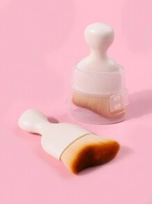 1支白色美甲清洁刷 美甲粉尘去除刷 弧形硅胶手柄 短弯刷 指甲清洁刷 - 白色 - 查看 3