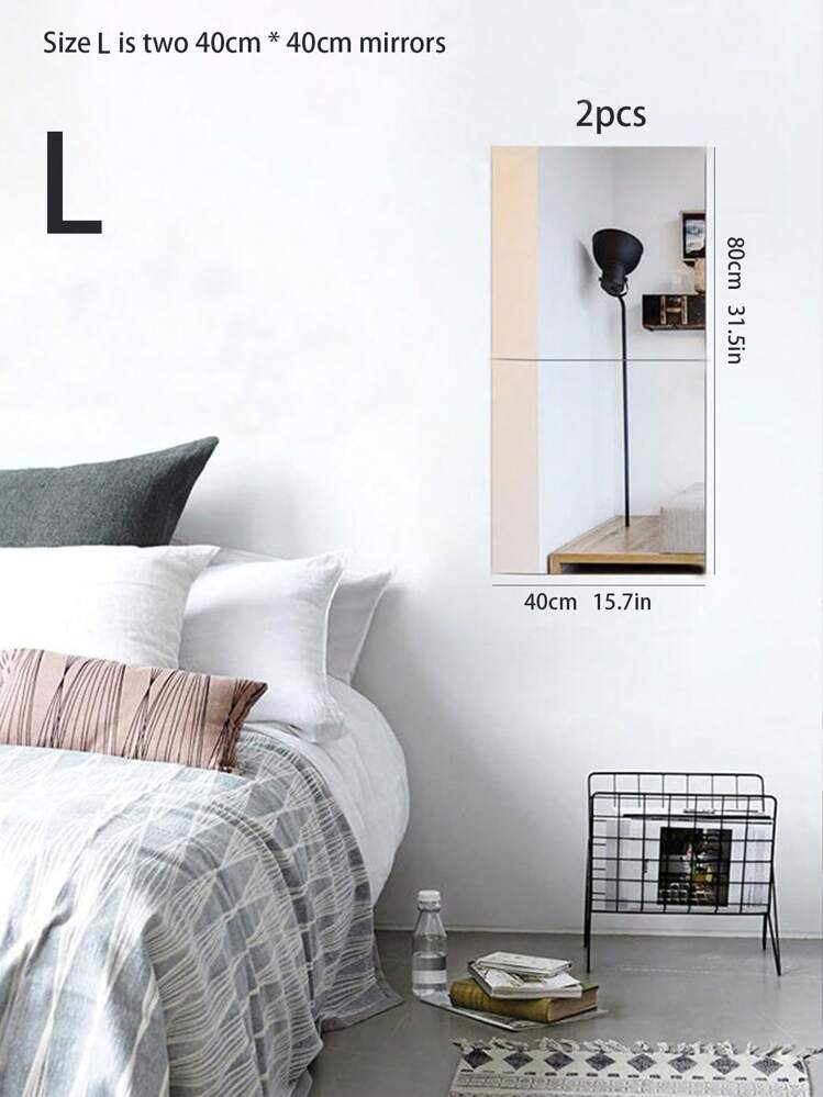 1pc White Decorative Mirror Sticker For Bedroom, Living Room, Wardrobe, Study, Bathroom, Dressing Table; Can Be Combined To Create A Full-Length Mirror Decoration Best Gifts Birthday - White - View 5