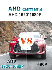 1080P AHD 汽车后视备用摄像头，星光夜视，防水，170 度广角鱼眼镜头，全高清通用车辆倒车摄像头 - 黑色 - 查看 4