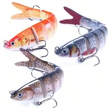 Hengjia 3pcs/Set Sinking Multi-Jointed Minnow Lure 13.7cm 27g Slow Sinking Bionic Fish Swim Lure With Bass Triple Hook, Carp Fishing Tackle, Hard Bait - Multicolor - View 2