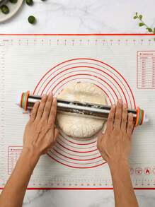 1pc 17-inch Stainless Steel Rolling Pin With Adjustable Roller Thickness Scale For Rolling Dough, Pastry, And Fondant - Silver - View 6