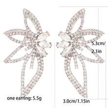 1對長款新娘婚禮鑽石吊燈垂墜耳環,大型時尚陳述飾品,女士少女新娘伴娘派對晚會盛裝珠寶