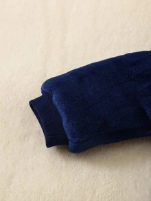 嬰幼兒男童秋冬季加厚連帽連身衣，保暖 - 藍色 - 查看 4