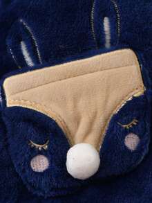 嬰幼兒男童秋冬季加厚連帽連身衣，保暖 - 藍色 - 查看 5