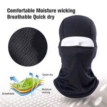 1pc Breathable, Sun-proof And Windproof Cycling Face Mask Hood - Black - View 7