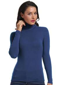 6 Blusas termica mujer cuello alto unitalla colores al azar, blusas mujer manga larga cuello alto - Multicolor - Ver 5