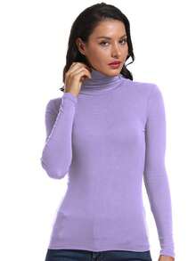 6 Blusas termica mujer cuello alto unitalla colores al azar, blusas mujer manga larga cuello alto - Multicolor - Ver 4