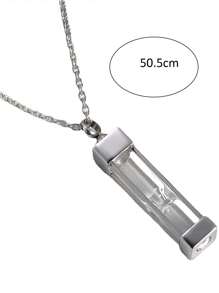 1 件沙漏火葬首飾訂製人類寵物骨灰缸甕吊墜紀念品紀念吊飾盒支架項鍊 - 銀色 - 查看 2