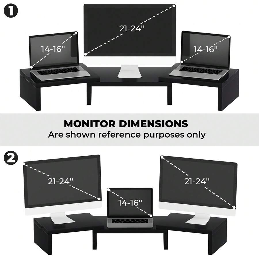 SUPERJARE Dual Monitor Stand Riser, Adjustable Length and Angle Screen Stand, for Laptop