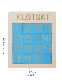 1 件木制数字华容道拼图桌面挑战游戏 - 藍色 - 查看 5