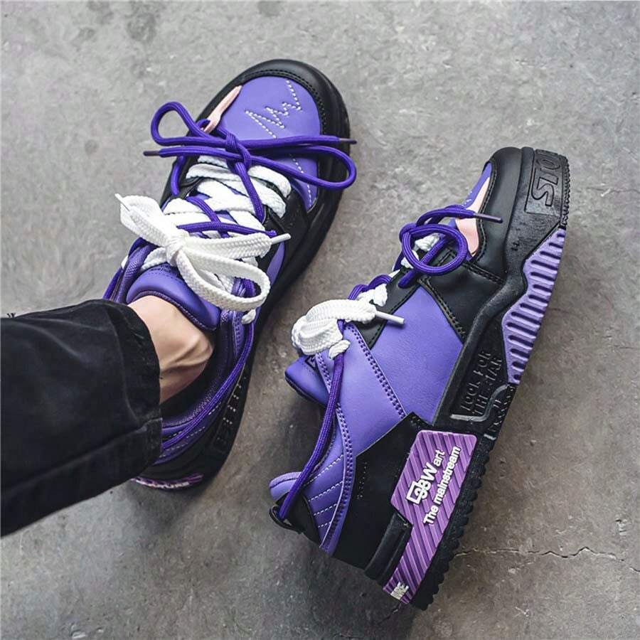 Men's Casual Splice Damping Training Shoes For Students - Purple - View 1