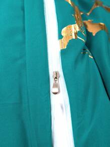 3pcs Classic Blue Gold Foil Print Texture Duvet Cover Set - Blue - View 8