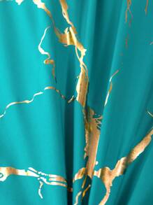 3pcs Classic Blue Gold Foil Print Texture Duvet Cover Set - Blue - View 4