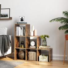VASAGLE Treppenregal, Bücherregal, Stufenregal, Standregal, mit 6 Würfeln, Leiterregal, als Raumteiler, Würfelregal, freistehend, für Büro, Wohnzimmer, Schlafzimmer - Braun - Übersicht 2