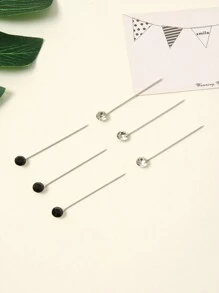 30 件彩色水钻围巾夹胸针，女士时尚围巾固定配件 - 黑與白 - 查看 3